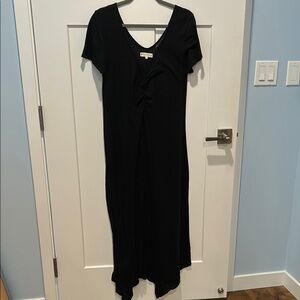 Indigenous size L sheer Black V-Neck Hankerchief Dress